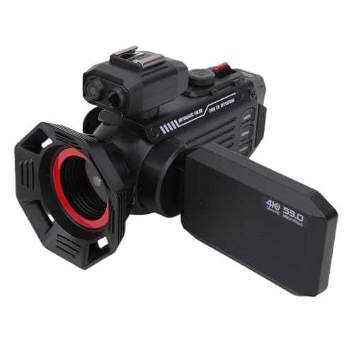 4K 53MP Videokamera Camcorder Vlogging-Kamera für YouTube, 50-facher Digitalzoom, WLAN, Autofokus, 3-Zoll-Bildschirm, Unterstützt Zeitgestempelte Fotos (Black) von VBESTLIFE