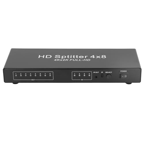 VBESTLIFE 4K HDMI Switch 4 in 8 Out, 4x8 HDMI Splitter Switcher mit Fernbedienung, 4 Port HDMI Selector Box Unterstützung HDMI1.4, für Projektor, für, für, für TV Laptop usw. von VBESTLIFE