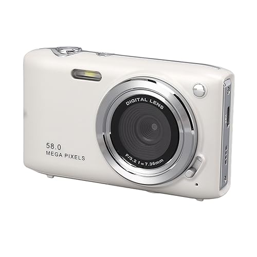 58 MP HD 4K-Digitalkamera mit 16-fachem Zoom-Autofokus, Kompakte Taschenkamera für Reisefotografie-Vlogging (White) von VBESTLIFE