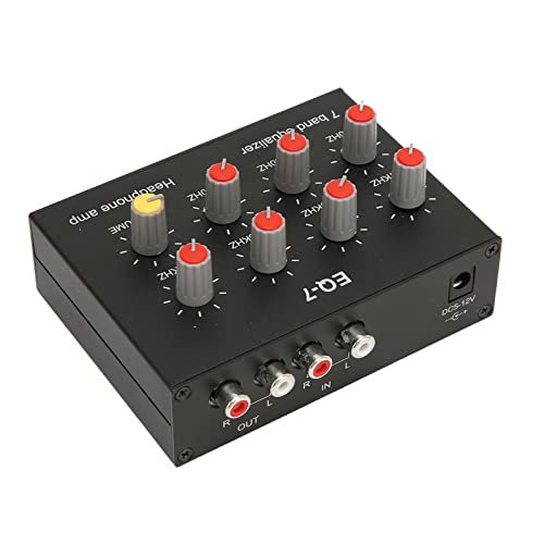 7-Band-Auto-Audio-Equalizer, 3,5-mm-Eingang RCA-Ausgang Eingang 12 DB High Bass-Einstellung Zweikanal-Digital-Equalizer von VBESTLIFE