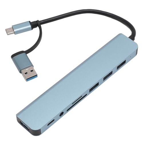 8-in-1-USB-C-Hub, Typ-C-Stecker, Dual-Port-Anschluss, USB-Multi-Port-Adapter mit USB 3.0, 3 X USB 2.0, 3,5 Mm, Typ C Schnelle Datenübertragung, TF/SD-Kartensteckplatz, für von VBESTLIFE