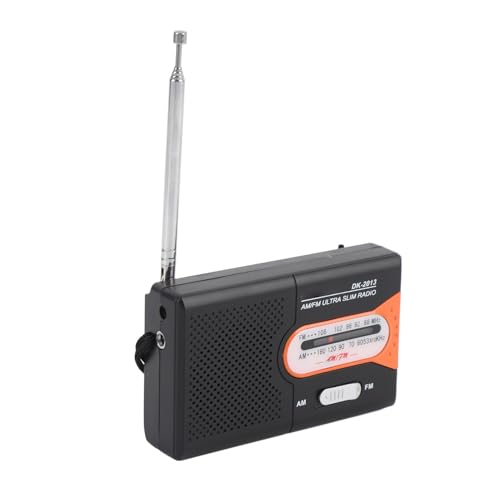 AM FM Tragbares Radio mit Kopfhörerbuchse, Batteriebetriebenem Pocket Transistor Radio mit Lautsprecher für Senioren, Zuhause, Outdoor und Notfall (schwarzorange) von VBESTLIFE