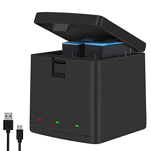 Akkuladegerät für GoPro Hero 11 10 9, 3-Kanal-USB-Ladegerät mit Typ-C-Kabel, Akku-Aufbewahrungstasche von VBESTLIFE