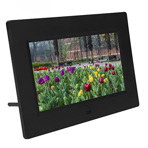 Digitaler Bilderrahmen, 7-Zoll-HD-IPS-Bildschirm, Intelligenter Digitaler Fotorahmen, Elektronisches Album, Musikvideowiedergabe, Unterstützt Speicherkarte, für Werbung, (EU-Stecker) von VBESTLIFE