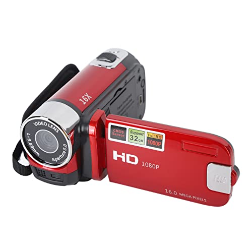 Digitalkamera, 2,7-Zoll-TFT-16-MP-16-fach-Zoom-HD-Vlogging-Kamera, 1020-mAh-Videokamera-Camcorder, für Anfänger und Kinder (Rot) von VBESTLIFE