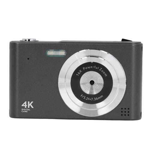 Digitalkamera, Autofokus HD 4K Vlogging-Kamera, 48 MP 16-Fach Digitalzoom-Digitalkamera, Tragbare Kompakte Point-Shoot-Kamera für Teenager, Erwachsene, Anfänger (Black) von VBESTLIFE