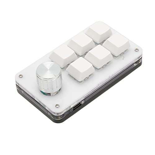 Einhändige Mechanische Tastatur, 6 Tasten, 1 Knopf, Kleine Programmierbare Macropad-Tastatur mit Kabel, DIY Programmierbare Tastatur für Gaming-Büro (Weiss) von VBESTLIFE