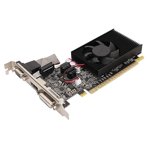 GT210 Grafikkarte, 1G DDR3 64bit 589/500MHz Frequenz PCI Express 2.0 X 16 Einzellüfter-Computergrafikkarte mit DVI, VGA, HDMI, für DIY-PC von VBESTLIFE