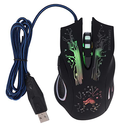 Kabelgebundene Maus, Kabelgebundene Gaming-Maus, 6 Programmierbare Tasten, RGB-Beleuchtung, 3000 DPI, USB-Anschluss, Ergonomische Gaming-Maus für PC-Laptop-Computerspiele von VBESTLIFE
