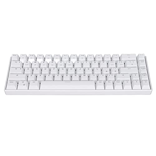 Mechanische Tastatur, Weiß 68Tasten Mechanische Gaming-Tastatur mit Hintergrundbeleuchtung Unterstützung für Kabellose 2,4G/BT 3.0/5.0/Typ-C-Kabelgebundene Mechanische Tastatur für(Teeschaft) von VBESTLIFE