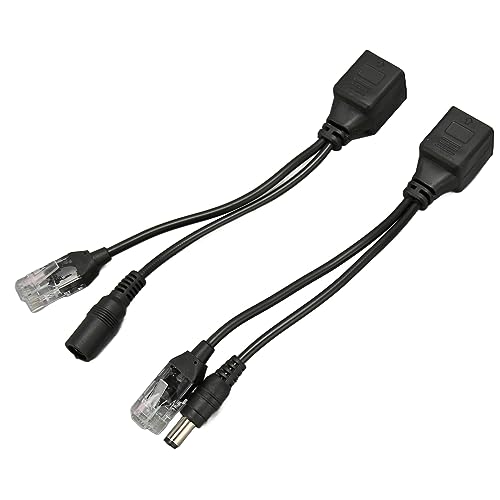 POE-Splitter-Injektor-Kit, 1 Paar 12 V Power Over Ethernet Passives POE-Adapter-Injektor-Splitterkabel mit 5,5 X 2,1 Mm DC-Stecker (Schwarz) von VBESTLIFE