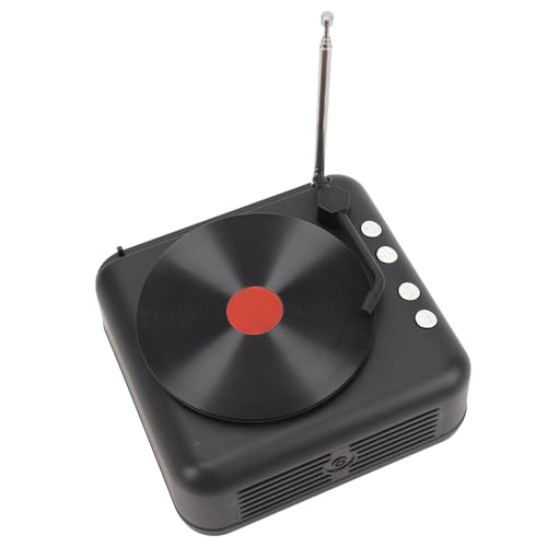 Player-Lautsprecher, Plattenspieler mit Lautsprecher, Vintage-Plattenspieler, 6D-Stereo-Sound, BT, Speicher, Sound-Line-Wiedergabe, LP-Player für Klanggenuss (Black) von VBESTLIFE