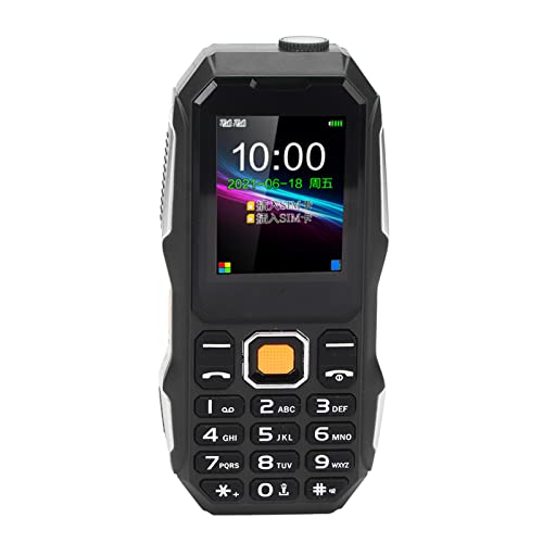 Robustes 2G-Handy, Entsperrtes Dual-SIM-Handy für Senioren, 1,8-Zoll-HD-Bildschirm, 5800-mAh-Akku, LED-Taschenlampe, Große Tasten (Schwarz) von VBESTLIFE