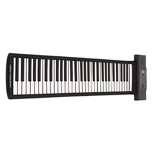 Roll-Up-Piano, 61 Tasten, Tragbares MIDI-Elektronikpiano, LED-Anzeige, Elektronisches Hand-Rollklavier, Pädagogische Elektronische Digitale Musikklaviertastatur, für Anfänger, Erwachsene,(Schwarz) von VBESTLIFE