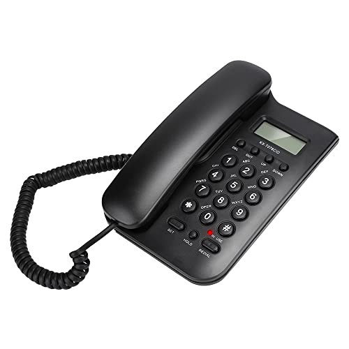 Schnurgebundenes Telefon mit Anruferkennung, KX-T076-Taste Tasten Kabelgebundenes Telefon Englisches Festnetztelefon Schreibtischtelefon mit klarem Ton für Haus/Büro/Schule(Schwarz) von VBESTLIFE
