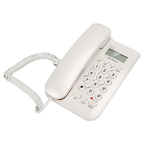 Schnurgebundenes Telefon mit Anruferkennung, KX-T076-Taste Tasten Kabelgebundenes Telefon Englisches Festnetztelefon Schreibtischtelefon mit klarem Ton für Haus/Büro/Schule(Weiß) von VBESTLIFE