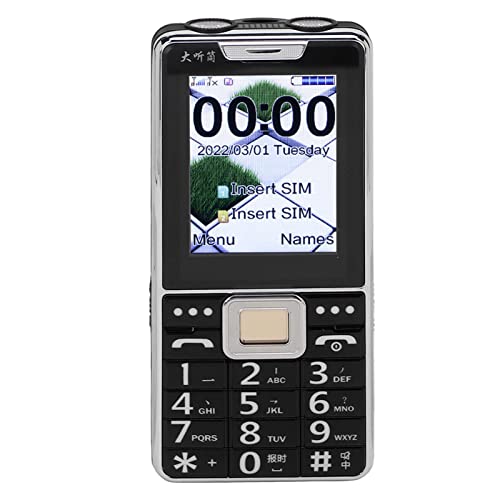 Senioren-Handy, 2,4-Zoll-HD-Bildschirm, Große Tasten, 6800-mAh-Akku, Dual-SIM-2G-Telefon mit SOS-Taste für ältere Menschen (Schwarz) von VBESTLIFE