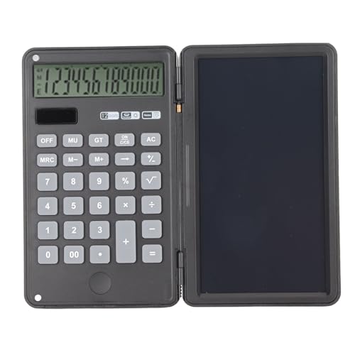 Taschenrechner, 12-stelliges Großes Display, Batterie/Solar-Taschen-Büro-Desktop-Rechner mit LCD-Schreibblock, Stummgeschaltete Basis-Tischrechner, für Zuhause, Schule, Büro von VBESTLIFE