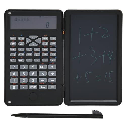 Taschenrechner mit Notizblock, 12-stelliger Tischrechner mit Großem LCD-Display, Stummgeschalteter Wissenschaftlicher Taschenrechner für Büro, Schule und Unternehmen (Black) von VBESTLIFE