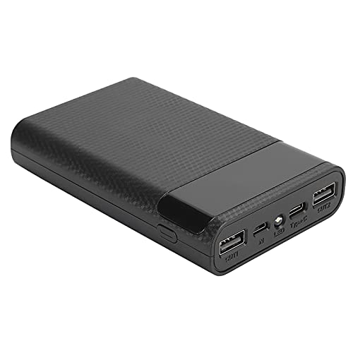 Tragbare DIY-Powerbank-Box mit LCD-Display, 2 USB-Ausgängen, Micro- und Typ-C-Eingang, kein Schweißen, Power-Case-Set für 4 X 18650-Akkus (Schwarz) von VBESTLIFE