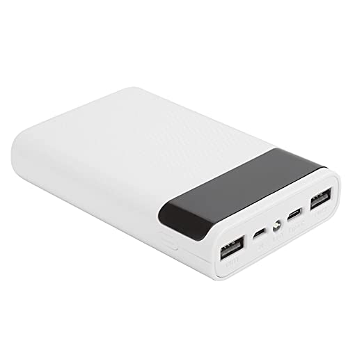 Tragbare DIY-Powerbank-Box mit LCD-Display, 2 USB-Ausgängen, Micro- und Typ-C-Eingang, kein Schweißen, Power-Case-Set für 4 X 18650-Akkus (Weiß) von VBESTLIFE