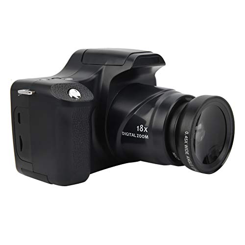 Tragbare Digitalkamera, 3,0-Zoll-LCD-Bildschirm mit 18-fachem Zoom HD-SLR-Kamera mit Langer Brennweite, Unterstützt 24 MP-Fotoaufnahmen, Eingebauter Blitz/Mikrofon(Standard+Weitwinkelobjektiv) von VBESTLIFE