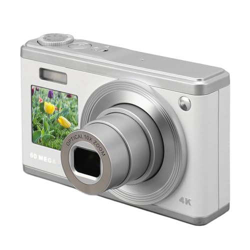 Tragbare Kompaktkamera, Autofokus 60 MP 4K-Digitalkamera Anti-Shake-Fülllicht für den Außenbereich (White) von VBESTLIFE