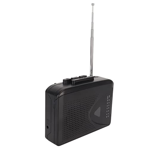 Tragbarer Kassettenspieler, Walkman FM AM Radio Stereo Tape to MP3 Converter Audio Music Player, mit 3,5 Mm Klinkenstecker und Lautsprecher (Schwarz) von VBESTLIFE