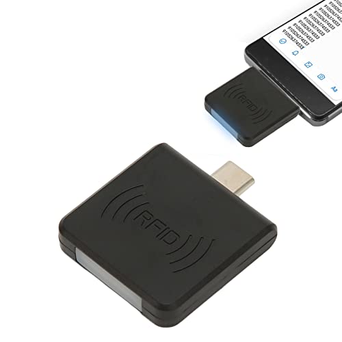 Tragbarer Kontaktloser Smartcard-Leser, RFID-ID-Handy-Kartenleser mit Typ-C-Schnittstelle für EM4100, 125 kHz, Eingebauter Summer (Schwarz) von VBESTLIFE