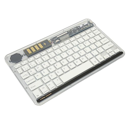VBESTLIFE 10-Zoll-kabellose -Tastatur, Ultradünne Tablet-Tastatur mit Hintergrundbeleuchtung, Anschluss von 3 Geräten, für Laptops und Telefone (Weiß) von VBESTLIFE