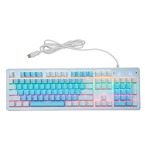 VBESTLIFE 104 Tasten, Mechanischer Schalter, RGB-Hintergrundbeleuchtung, Gaming-Tastatur, N-Key-Rollover, USB-Anschluss, Weitgehend Kompatibel mit PC, Laptop (Brauner Schalter (blau-weiße von VBESTLIFE