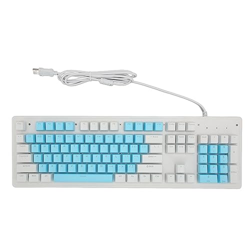 VBESTLIFE 104 Tasten, Mechanischer Schalter, RGB-Hintergrundbeleuchtung, Gaming-Tastatur, N-Key-Rollover, USB-Anschluss, Weitgehend Kompatibel mit PC, Laptop (Roter Schalter (blau-weiße von VBESTLIFE