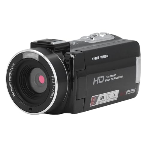 VBESTLIFE 1080P-Videokamera-Recorder, Infrarot-Nachtsicht-30-MP-Camcorder mit 18-fachem Zoom, 3,0-Zoll-IPS-LCD, Webcam, IR-Nachtsicht, für YouTube-Vlogging-Live-Streaming (Black) von VBESTLIFE