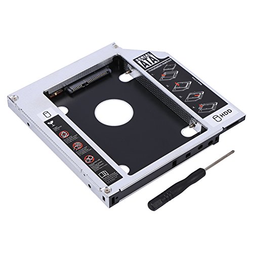 VBESTLIFE 12,7 mm Aluminium-SATA-Festplatten-SSD-Gehäuse Festplattenlaufwerk Bay Caddy Optischer DVD-Adapter für Laptops, Unterstützung für 2,5-Festplatten-/SATA-/SATAII-/SDD-Festplatten von VBESTLIFE