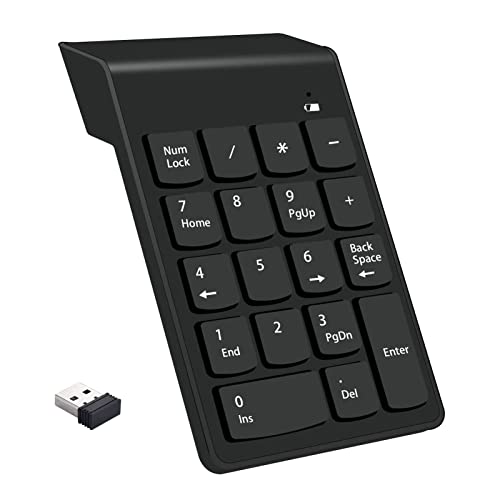 VBESTLIFE 2.4G Wireless Numeric Keypad, Wireless Numeric Keypad 18Keys Tragbarer Nummernblock mit 2.4G -USB-Empfänger für Laptop, Notebook, Desktop, PC von VBESTLIFE