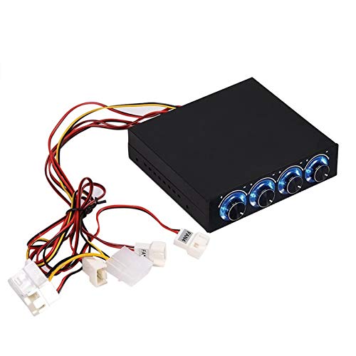 4-Kanal-Computer-Lüfter, Drehzahl- und Temperaturregler, zur Wärmereduzierung, für PC-Desktop, mit blauer LED. von VBESTLIFE
