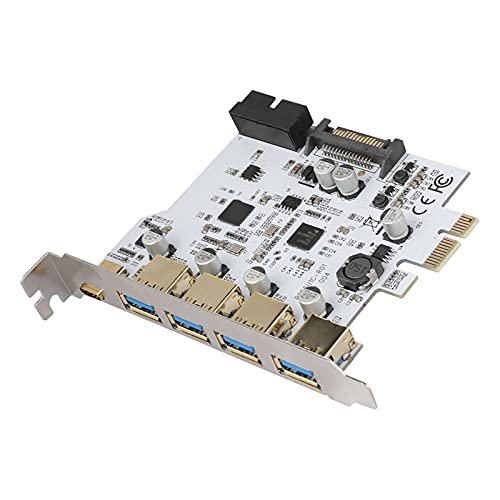 VBESTLIFE 4 Ports PCI-E zu USB3.0 Typ C Adapter-Erweiterungskarte, für Windows XP, Vista, für Windows 7, Linux, für Windows 8 & 10, für Desktop-PC von VBESTLIFE