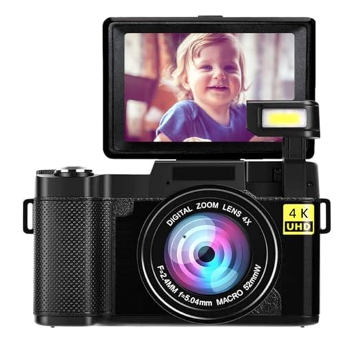 4K-Digitalkamera, Verbesserte 48-MP-Vlogging-Kamera mit Objektivdeckel, 3-Zoll-180-Klappbildschirm, Kompakte Reisekamera mit 16-fachem Digitalzoom, Blitz, Anti-Shake, Autofokus 4K-Digitalkamera, Verbesserte 48-MP-Vlogging-Kamera mit Objektivdeckel, 3-Zoll-180-Klappbildschirm, Kompakte Reisekamera mit 16-fachem Digitalzoom, Blitz, Anti-Shake, Autofokus von VBESTLIFE