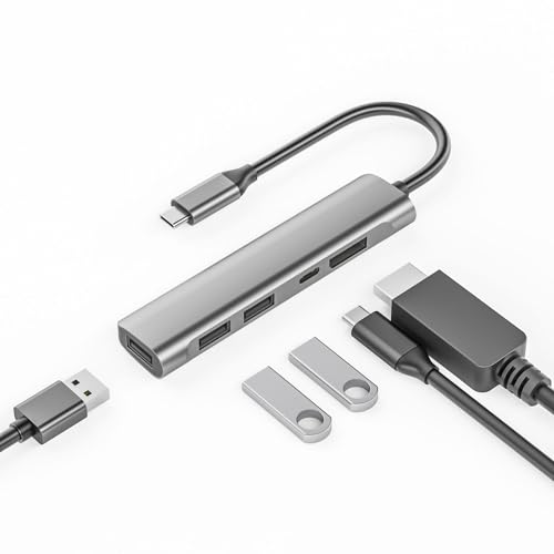 VBESTLIFE 5-in-1-USB-C-Hub-Dockingstation mit DisplayPort, 3X USB2.0 und PD-Ladeanschluss, Unterstützt 4K 60 Hz, 480 Mbit/s Datenübertragungsrate von VBESTLIFE