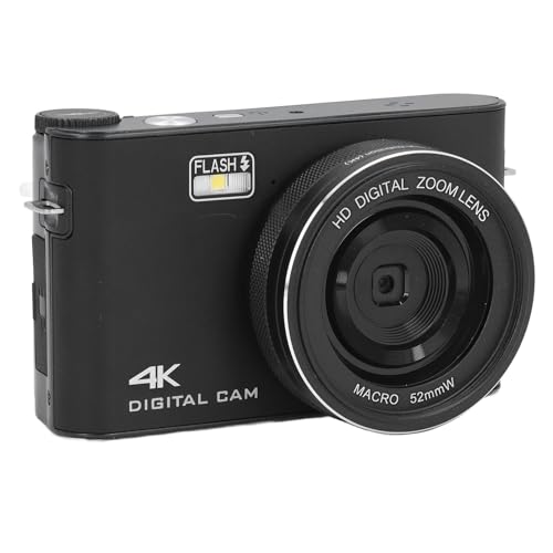 64-MP-Digitalkamera, 4K-Videorecorder mit 18-fachem Digitalzoom, 3-Zoll-TFT-Touchscreen, LED-Blitz, MP3-Player, 1500-mAh-Akku, für Vlogging, Streaming, Live-Webcasting (Black) von VBESTLIFE