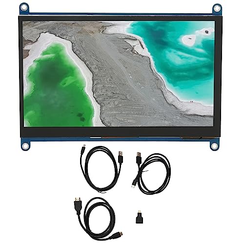 VBESTLIFE 7-Zoll-Touchscreen-, 1024 X 600 IPS, 178° Voller Betrachtungswinkel, HDMI-, Dual-Lautsprecher, Typ-C-Anschluss, für RasPi 4,3,2,1 Modell B, B+, A+ (Bildschirmmodul und von VBESTLIFE