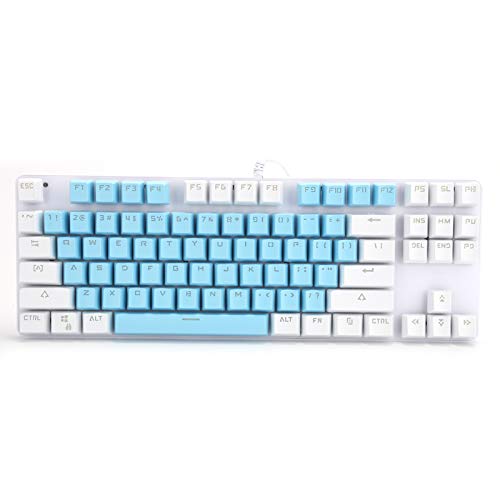 VBESTLIFE 87 Tasten Mechanisch Blue Switch Gaming Mechanische Tastatur mit gemischter Hintergrundbeleuchtung für Desktop/Laptop(Blau) von VBESTLIFE