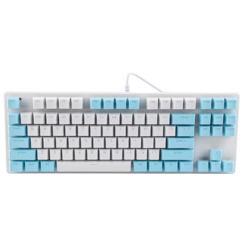 VBESTLIFE 87 Tasten Mechanisch Blue Switch Gaming Mechanische Tastatur mit gemischter Hintergrundbeleuchtung für Desktop/Laptop(Weiß) von VBESTLIFE