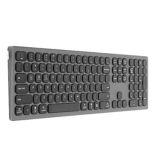 VBESTLIFE Bluetooth-Tastatur, 110 Tasten, Multi-Gerät, Edelstahl, Kabellose Tastatur in Voller Größe für Windows, für IOS, für Android-Computer, Desktop, Laptop, Tablet, Smartphone von VBESTLIFE