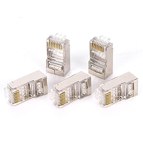 VBESTLIFE Cat6 RJ45-Stecker, 50 Stück Cat6 RJ45-Stecker Ethernet LAN-Netzwerkkabel Modularer Anschluss 8P8C Vergoldet von VBESTLIFE