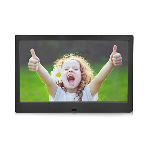 VBESTLIFE Digitaler Fotorahmen, 10 Zoll 1024 * 600 16: 9 IPS Elektronisches Bildalbum mit Video-/Musik-Player, Kalenderfunktion für Weihnachts (Schwarz) von VBESTLIFE