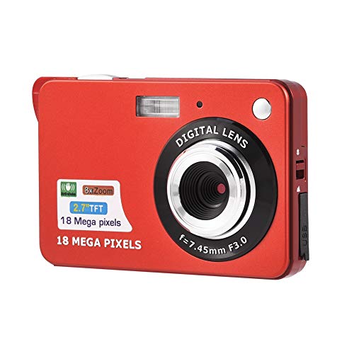 VBESTLIFE Digitalkamera, 2,7-Zoll-TFT-LCD-Bildschirm -Digitalvideokamera mit HD 720P 18MP und 8-fachem Digitalzoom, 32 GB SD-Karte und wiederaufladbarer USB-Karte(Rot) von VBESTLIFE