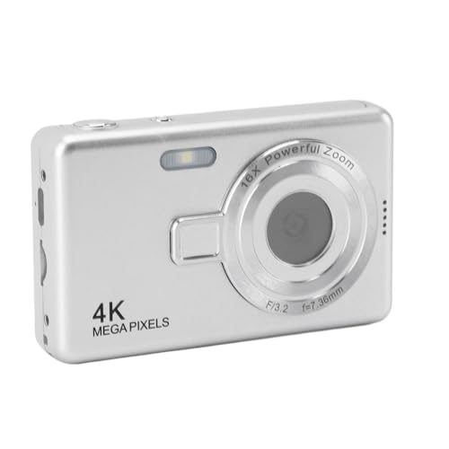 Digitalkamera, Autofokus 1080P HD Vlogging-Kamera, 12 MP 16-Fach Digitalzoom-Digitalkamera, Tragbare Kompakte Point-and-Shoot-Kamera für Teenager, Erwachsene, Anfänger (Silver) von VBESTLIFE