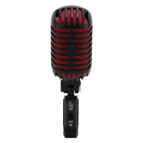Dynamisches Retro-Mikrofon, Nierencharakteristik, Vintage-Zinklegierung mit Selbstspannendem Gestell, Klarer Klang für Live-Auftritte, Aufnahmestudios (Black) von VBESTLIFE