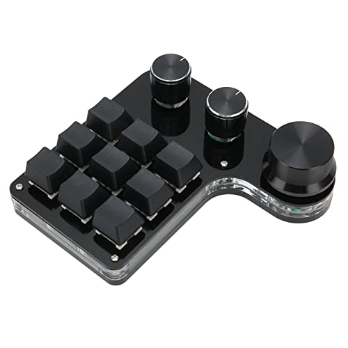 VBESTLIFE Einhändige Makromechanische Tastatur, 9 Tasten -kabelgebundene USB-programmierbare Gaming-Tastatur mit 3 Verstellbaren Knöpfen, Bunte RGB-Hintergrundbeleuchtung, für von VBESTLIFE